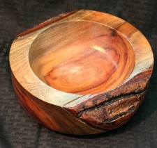 Artisan Carved Wooden Bowl 8.5"