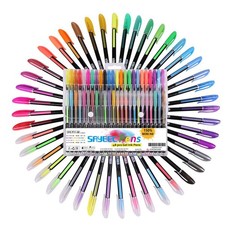 48 Packs Glitter Metallic Gel Pen Set Coloring Neon Pens Set for Adult Coloring