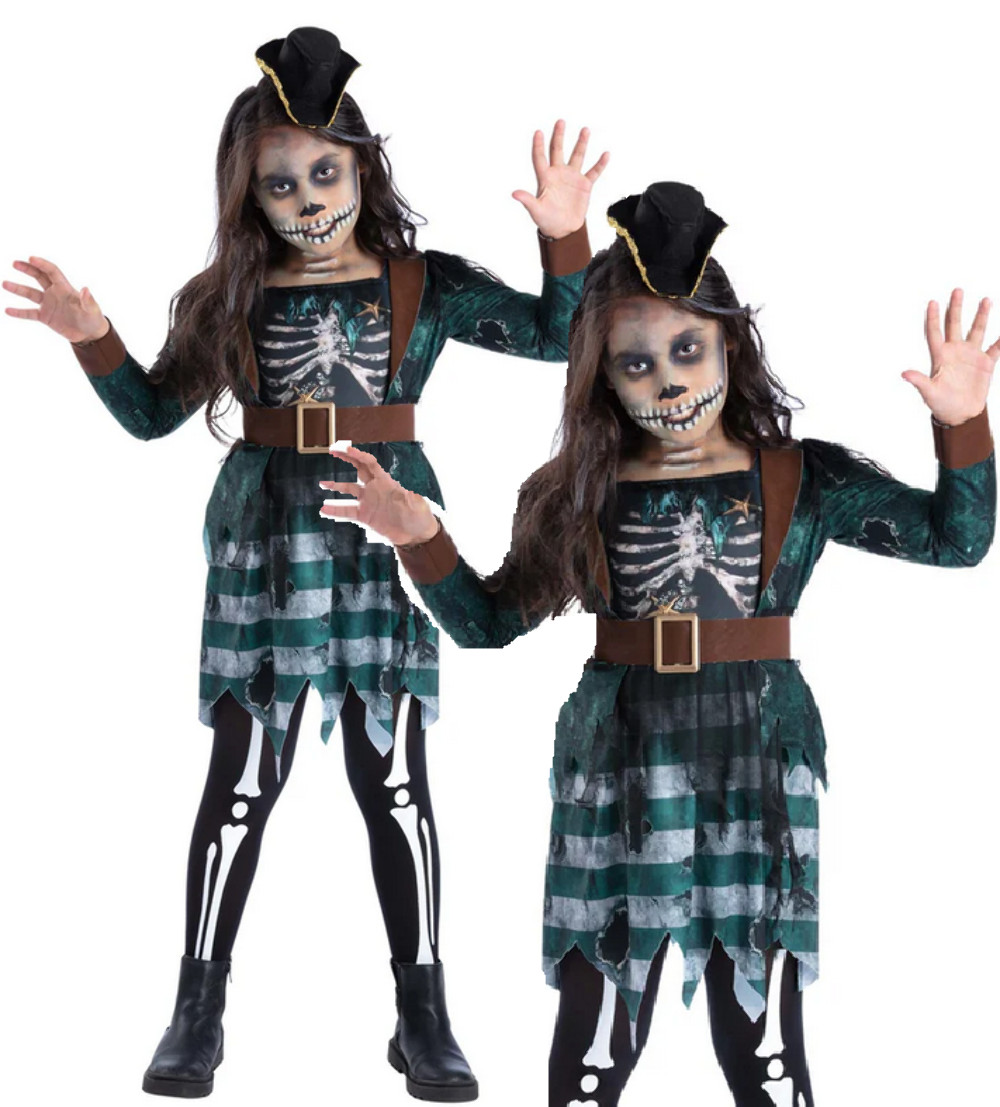 Smiffys Disfraz Pirata Esqueleto Halloween Niñas Poliéster Multi