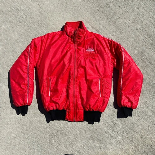 Vintage Enjoy Coca Cola Red Satin Jacket Men's Size M Made USA