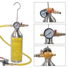 AC Flush Kit Car Air Conditioner System Clean Canister with Pressure Gauge Auto