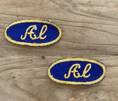 Vintage 50s 60s AL Uniform Name Patch Lot of Two Oval Embroidered Shop Worker