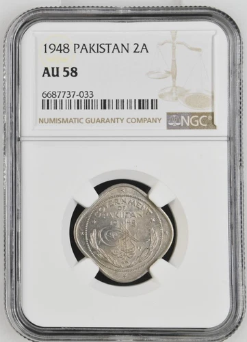 Pakistan 2 Annas 1948 NGC AU 58