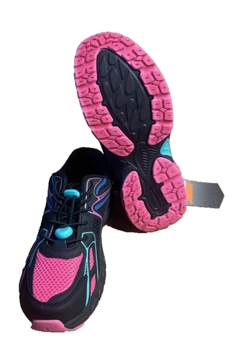 Kids Avia SIZE 6 Running Sneakers Girl swith Bungee Laces COLOR Black Pink Multi - Picture 6 of 22