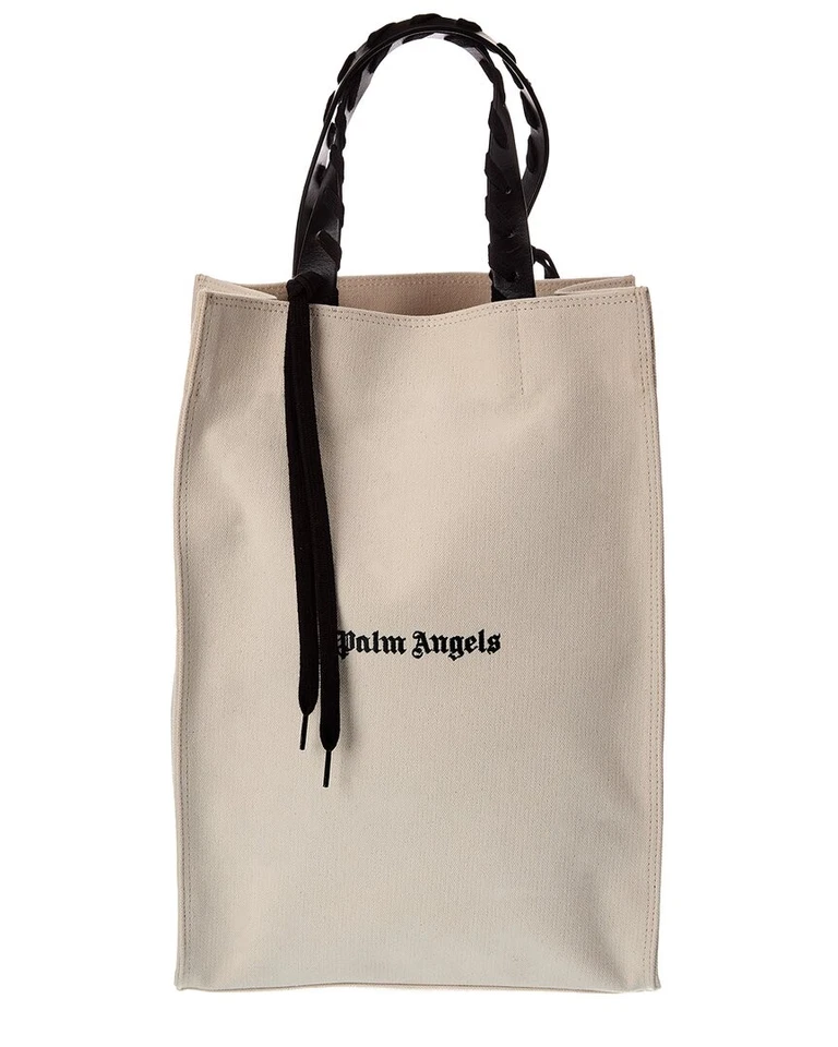 Palm Angels Logo Canvas & Leather Tote Men's White Os