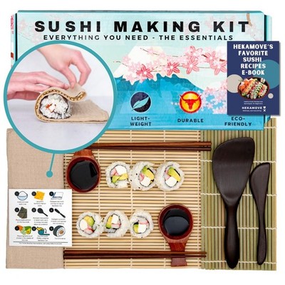 HEKAMOVE No Plastic Premium Sushi Making Kit for Home, for Beginners or Pro Sush
