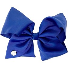 Large 7 Navy Grosgrain Hair Bow Alligator Clip Paw Print Charm Boutique Girls