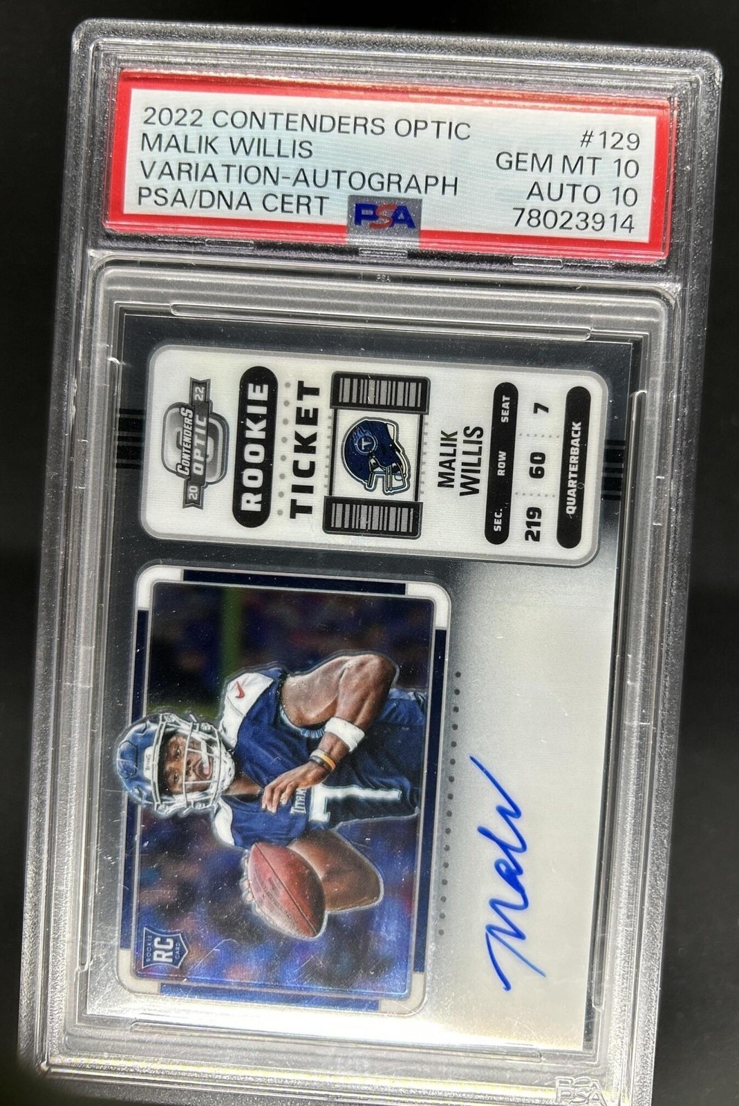 Malik Willis Panini Contenders #129 Rookie Autograph Ticket