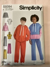 Simplicity S9394 Boys' & Girls' Oversized Knit Hoodies, Pants and Tops SZ XS-XL