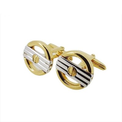 Dunhill Runde Silber Gold Manschettenknöpfe Damen Elegant Formell Authentisch