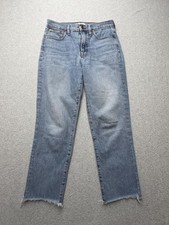 Madewell The Perfect Vintage Crop Jeans Womens 28 Blue High Rise Raw Hem Denim