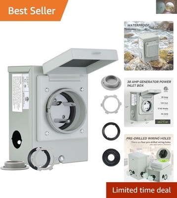 30 Amp NEMA TT-30P Waterproof Generator Power Inlet Box - Easy Installation