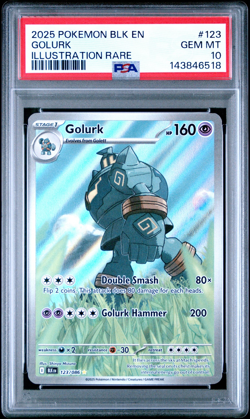2025 POKEMON BLK EN-BLACK BOLT ILLUSTRATION RARE #123 GOLURK PSA 10