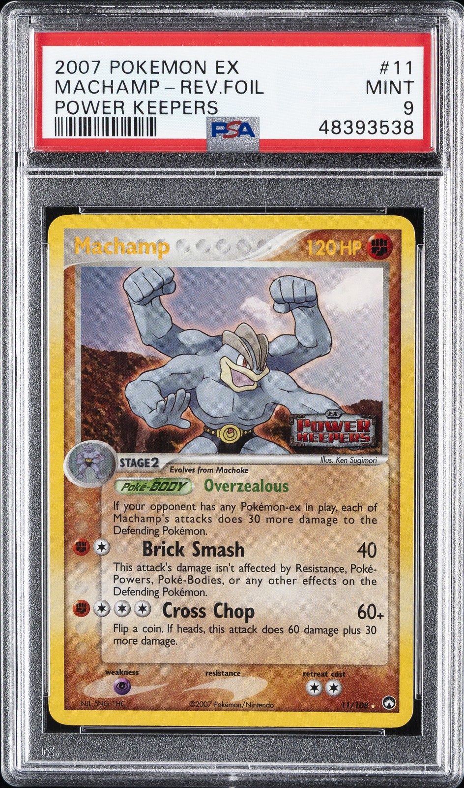 2007 POKEMON EX POWER KEEPERS #11 MACHAMP-REVERSE FOIL PSA 9