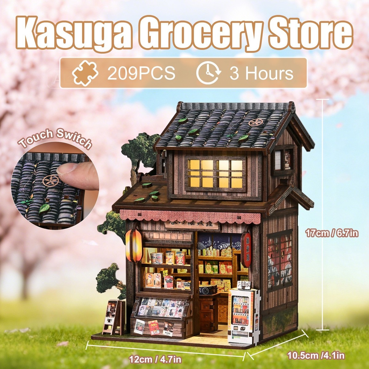 DIY Miniature House Kit, Book Nook Japanese Grocery, 3D Wooden