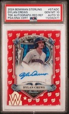 2024 Bowman Sterling TEK Dylan Crews Red Acetate Auto Bookend 5/5 PSA 10 POP 1
