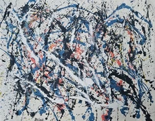 Pollock Signed Abstract Expressionist Oil Painting on Medium Canvas-American Art