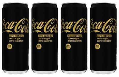 4 COCA COLA Zero Sugar Caffeine Calories Soft Drink Lemonade Cans 330ml