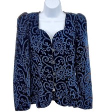 Scott McClintock Formal Jacket w/Beaded Design Shoulder Pads Ruffled Hem 6 Vtg