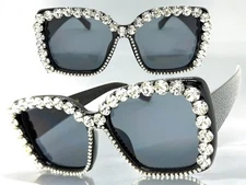 Oversized Exaggerated Funky Retro SUNGLASSES Large Big Square Black Bling Frame