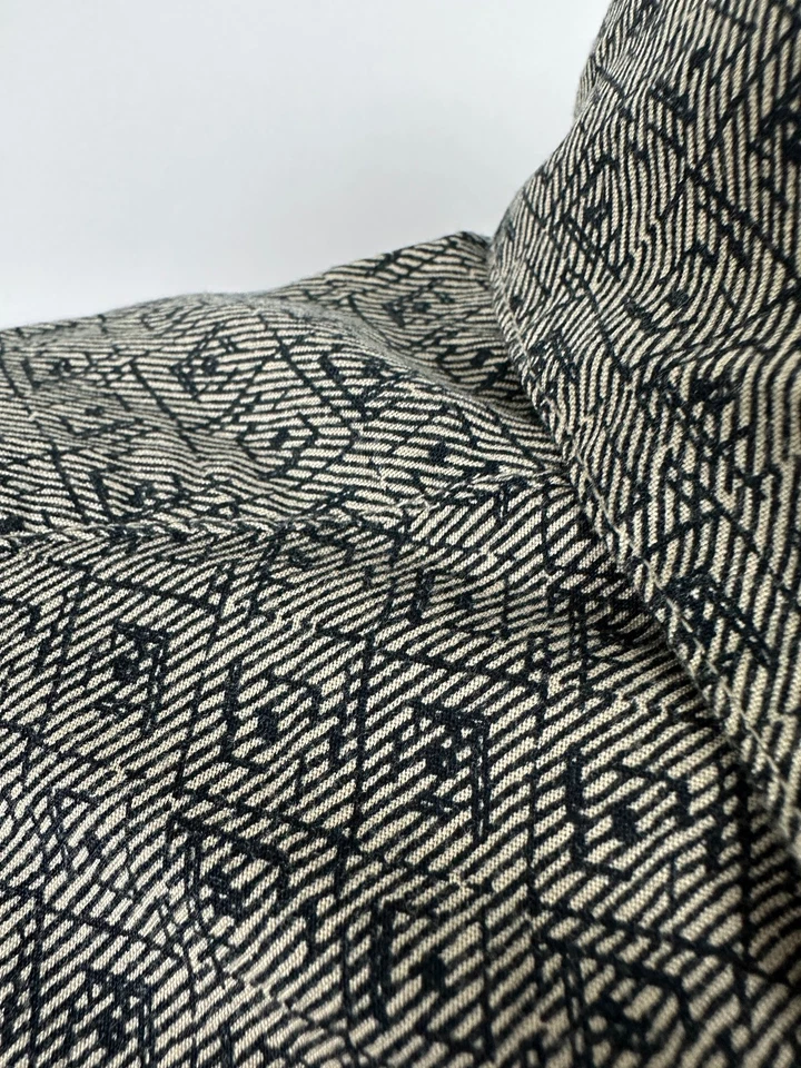 Vintage Geometric Shirt Men Large Button Up Beige Check 90s Y2K Rayon Claiborne - Image 4 of 4