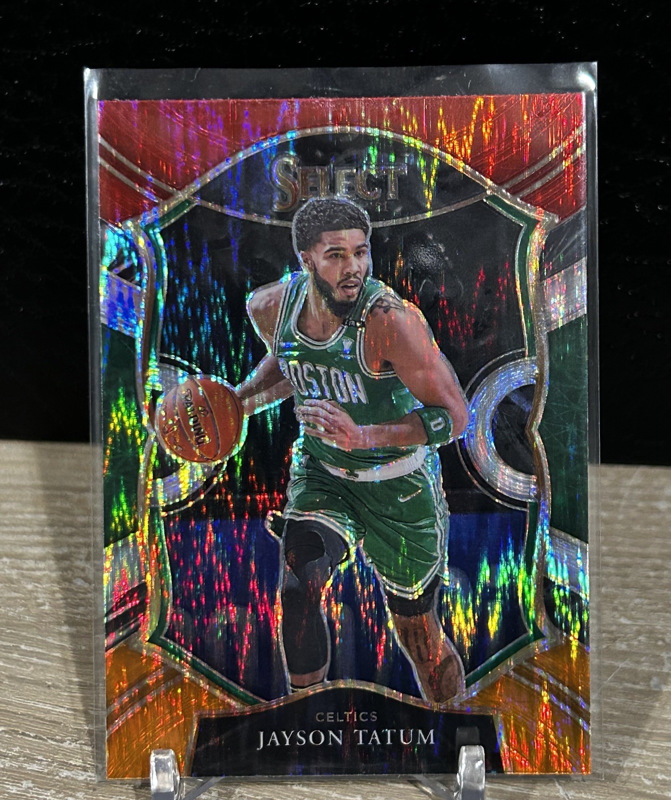 2020-21 Panini Select Concourse Jayson Tatum #41 Red White Orange Flash Prizm