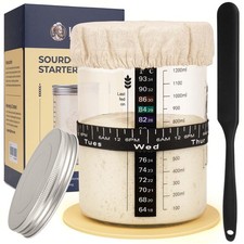 Sourdough Starter Jar Kit, 47 oz Large Wide Mouth Bread, Bread Baking Supplies