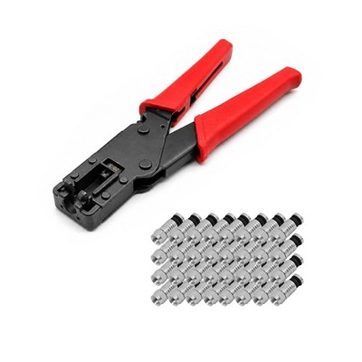 Kompressionszange 100x F-Kompressionsstecker 7 - 7,5 mm Koax SAT Crimpzange Set