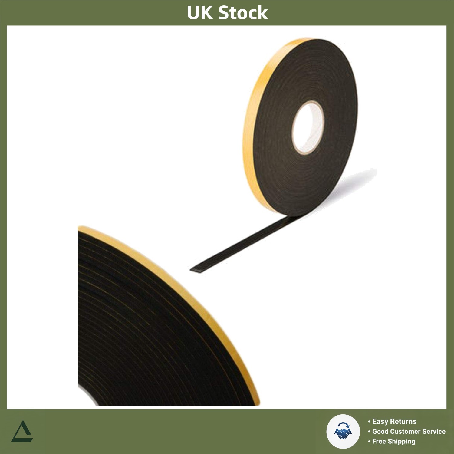 Heavy Duty Double Sided Foam Glazing Tape Black 5mm x 10mm x 12m
