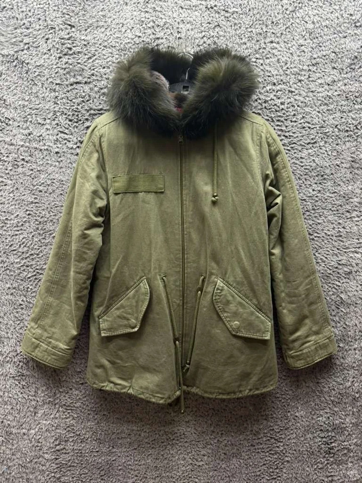 Chaqueta anorak reversible de piel de zorro y conejo Aqua genuina multicolor para mujer talla XS Foto 3 de 4