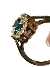 Blue Sapphire Stone with Cubic Zirconia Sz 8 Ring