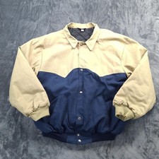 Vtg ASW Jacket Mens XL Tan Navy Blue Western Workwear USA Made Snap Front