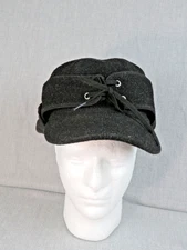 Wyoming Traders XL Cap 100% Virgin Wool Black Ear Flaps Winter Warm