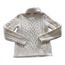 POLO RALPH LAUREN Girls L Wool/Cashmere Cable Knit Turtlemeck Ivory Sweater NWT