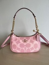 COACH Teri Shoulder Bag In signature canvas/Powder Pink New Fast Shipping