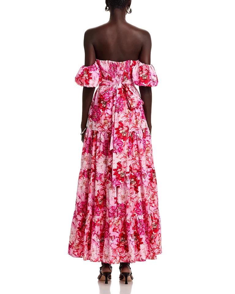 Maxi Vestido Aqua L100706 Mujer Rosa Naranja Hombro Descubierto Talla XS Foto 4 de 4