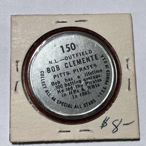 1964 Topps Roberto Clemente All-Star Coin #150 G - Picture 2 of 3