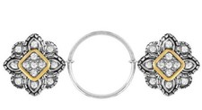 Victorian Trading Crystal Rhinestone Silver Sweater Fastener Glasses Holder 28Q