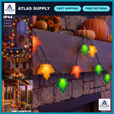 Autumn Maple Leaf String Lights - 8.5ft 10-Count Multicolor Plug-In Decor for Fa