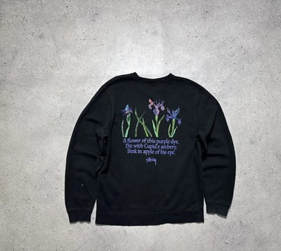 Stussy schwarzes Sweatshirt Big Logo Blumen Gr. XL