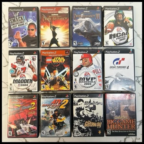 Lot of 12 Assorted Vintage Sony PlayStation 2 Video Games in Cases