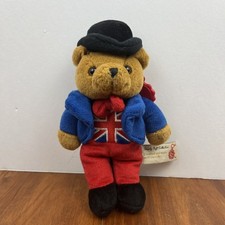 Keel Toys Simply Soft Bears England Teddy Plush Top Hat Bow Tie Union Jack 8”