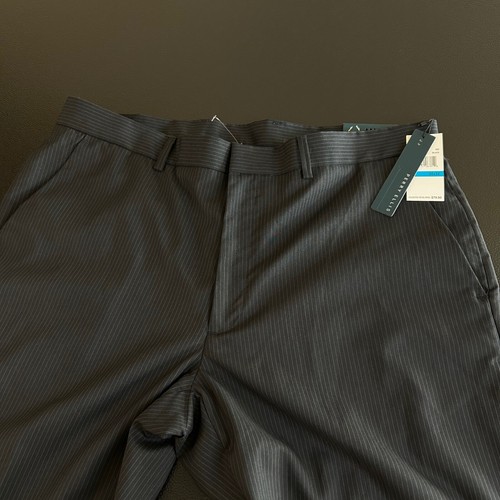 Pantalones de vestir Perry Ellis pierna recta negocios informales negros a rayas para hombre 36x32" - Imagen 7 de 13