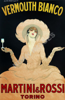 Martini Rossi Bianco vintage wine liquor ad poater 16x20