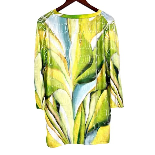 NEW NWOT Lemon Grass Large Wearable Art to Wear Floral Tropical Blouse Shirt Top - Picture 10 of 10