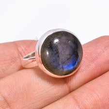 Blue Labradorite Ring 925 Sterling Silver Boho Rings Gift Jewelry for Her