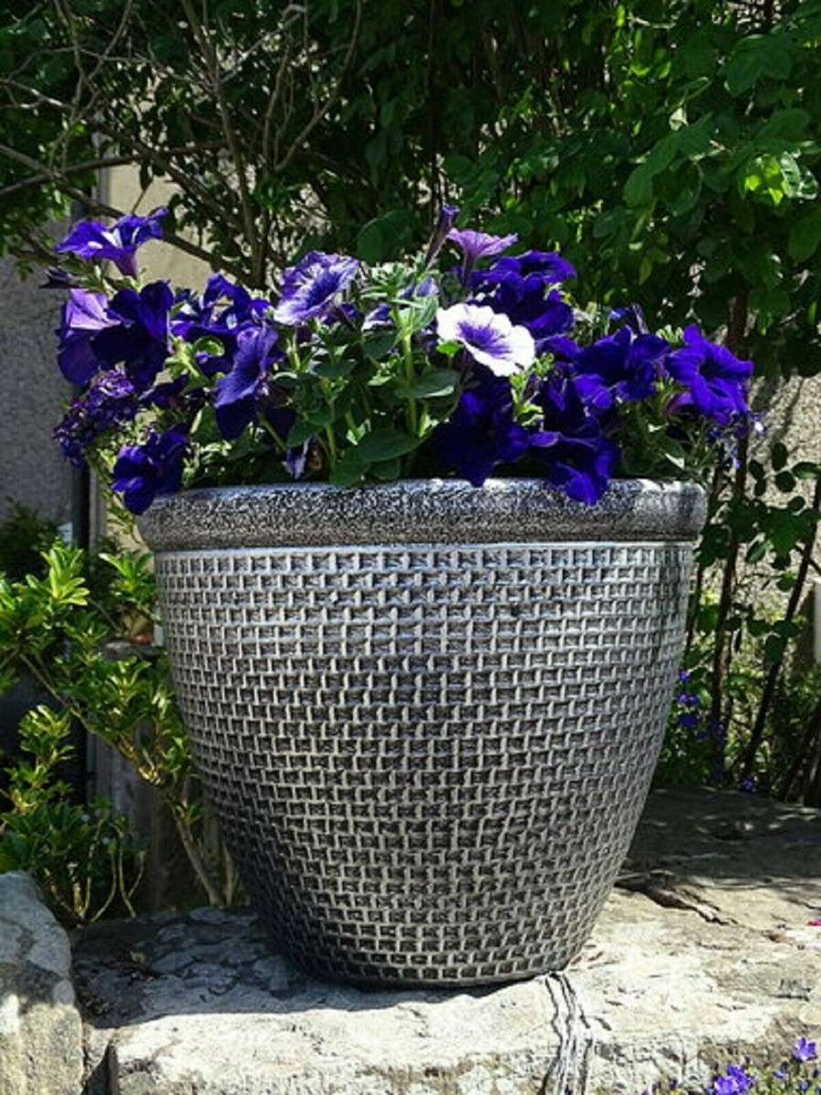 Garden Flower Pot - Garden Plant Pot for Patio & Garden Cromarty Silver  36cm | eBay
