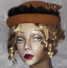 Vtg 1950s 60s Mr John Jr Brown Arrow Faux Fur Hat