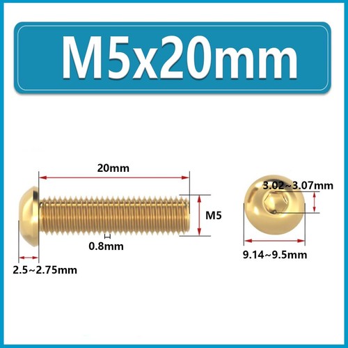 M3 M4 M5 M6 M8 M10 M12 Brass Button Head Screws Hex Allen Key Socket Bolts - Picture 34 of 74