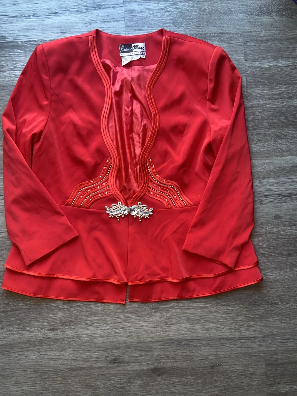 VETEMENTS Giacca formale Ben Marc International blazer formale rosso con perline donna taglia 14